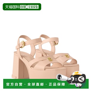 高跟单鞋 自营欧洲直邮LV路易威登 Maya女士裸色织物方形搭扣凉鞋