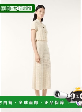 自营欧洲直邮Loro Piana 女士白色羊绒衬裙半身裙A字裙长裙