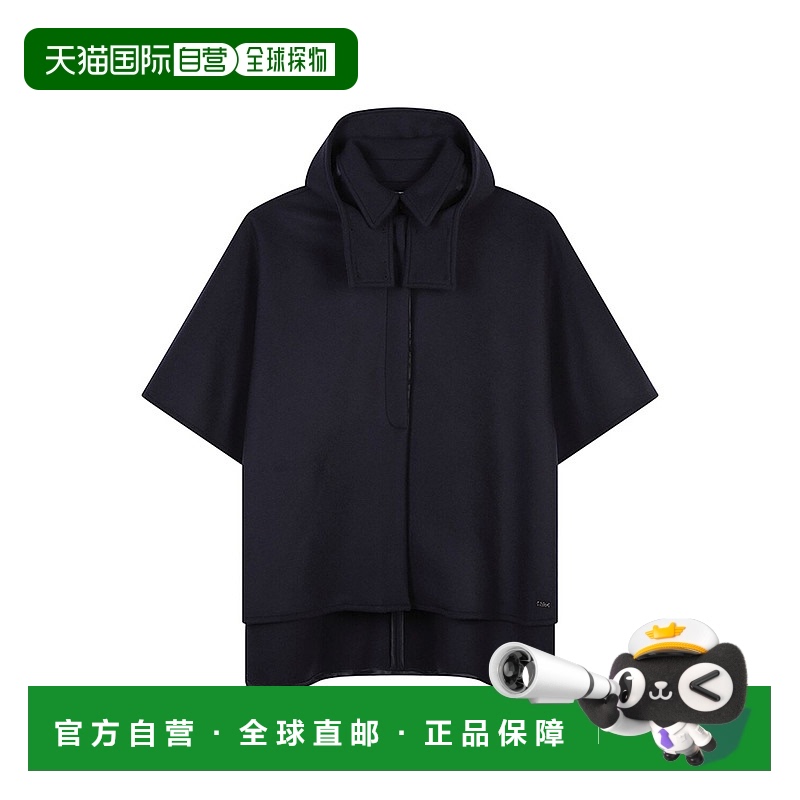 1h可退 香港直邮Chloe 蔻依 女童 羊毛斗篷式大衣童装 blue蓝色