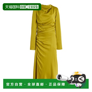 1h可退 香港直邮Simkhai 女士 Odessa 垂褶中长连衣裙 green绿色