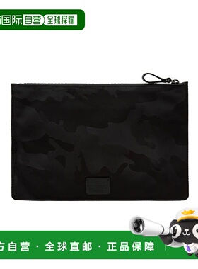 【99新未使用】香港直邮Valentino 黑色提花迷彩手拿包 QY2P0483N