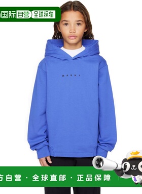 1h可退 香港直邮Marni 玛尼 女童 蓝色徽标儿童连帽衫童装 M01576