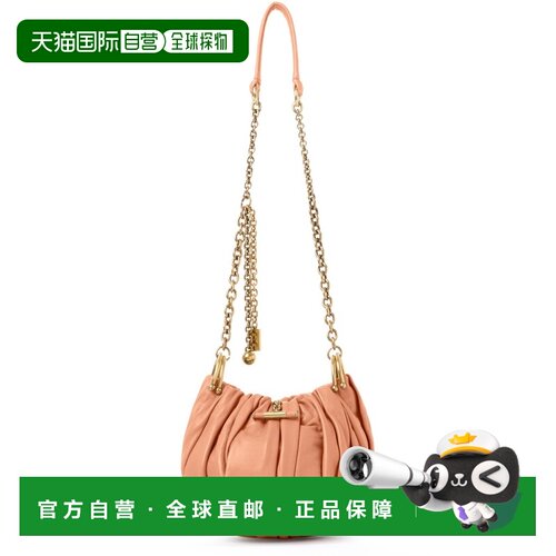 自营欧洲直邮CHLOE蔻依 Plisse女士光滑皮革粉橙色单肩包手拿包
