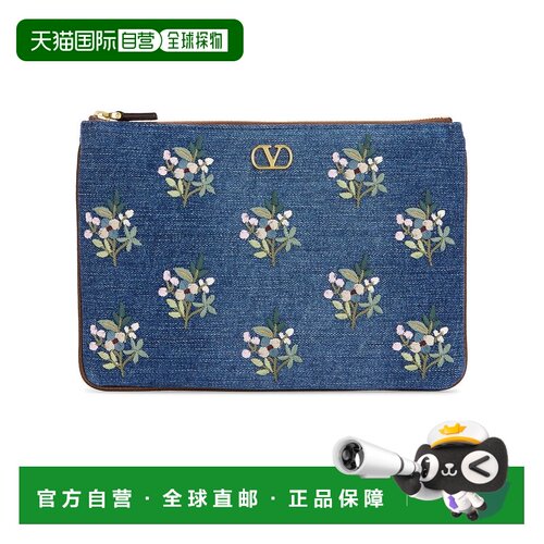 美国直邮valentino 华伦天奴 女士 V 徽标标志中号平袋手拿包 8W0