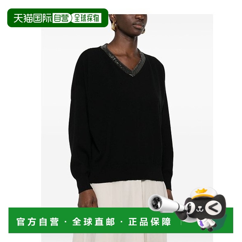香港直邮Brunello Cucinelli 布内罗 古奇拉利 女士 珠饰细节毛衣