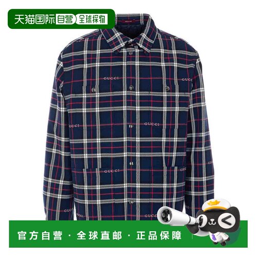 香港直邮Gucci 古驰 男士 FRONTAL CLOSURE 蓝色纽扣夹克 853013Z
