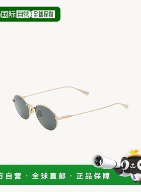 自营欧洲直邮YSL圣罗兰 SL 799女士浅金色/黑色金属圆形太阳镜