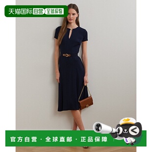 自营欧洲直邮Ralph 女士藏青色聚酯纤维腰带连衣 Lauren拉夫劳伦