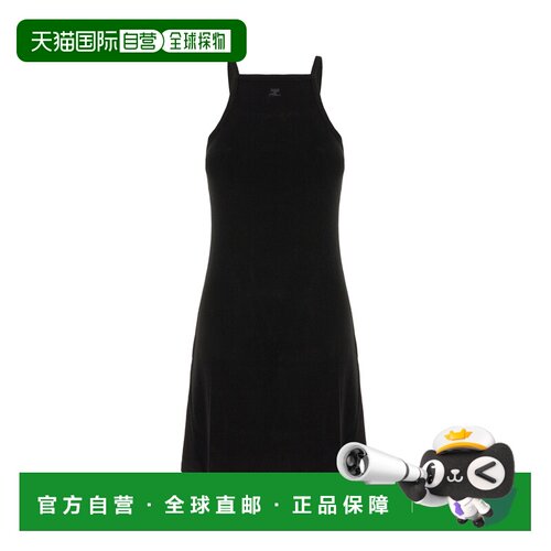 香港直邮Courreges 女士 黑色粘胶纤维混纺连衣裙 126JR0812JS026