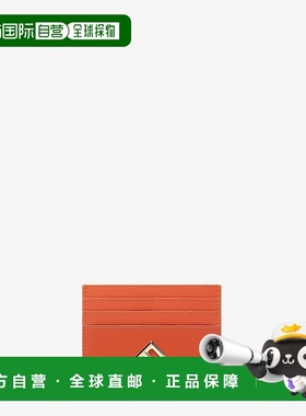 1h可退 欧洲直邮FENDI (2025) FF 钻石卡包 - 橙色皮革扁平卡包