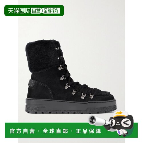 bogner 博格纳 女士 Calgary 皮毛饰边绒面革短靴 225463厚底鞋