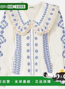 1h可退 香港直邮RIXO 女士 Percy 刺绣棉质衫 white白色 舒适时尚