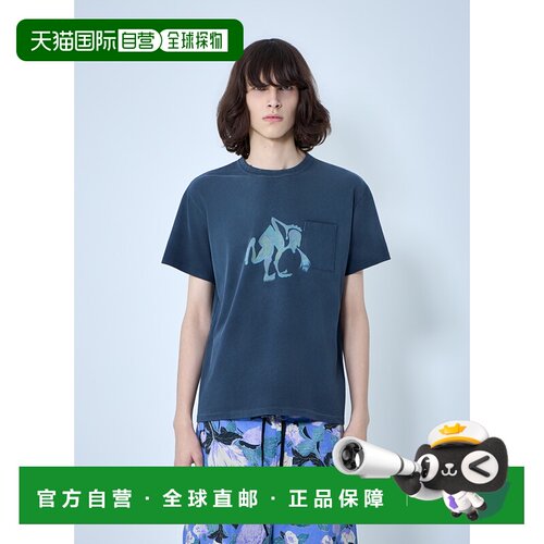 1h可退 香港直邮Erl 男士 Puke T恤 ERL12T004 blue蓝色 舒适时尚
