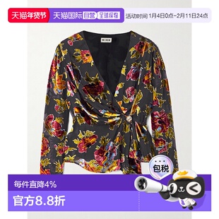 1h可退 香港直邮RIXO 女士 Evelyn 精饰印花德沃尔天鹅绒裹式上衣