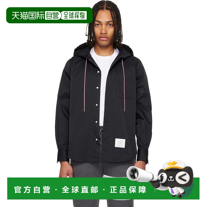 1h可退 香港直邮Thom Browne 汤姆 布朗 男士 黑色 Hooded Nylon