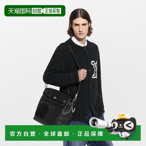 自营欧洲直邮LV路易威登 Steamer男士黑色牛皮老花图案单肩包