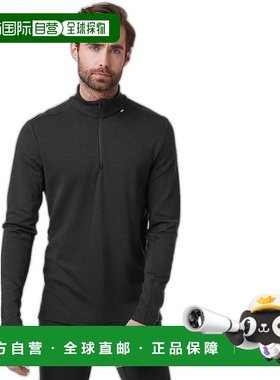 自营欧洲直邮Helly Hansen 男士黑色羊毛LIFA®美利奴羊毛中量级半