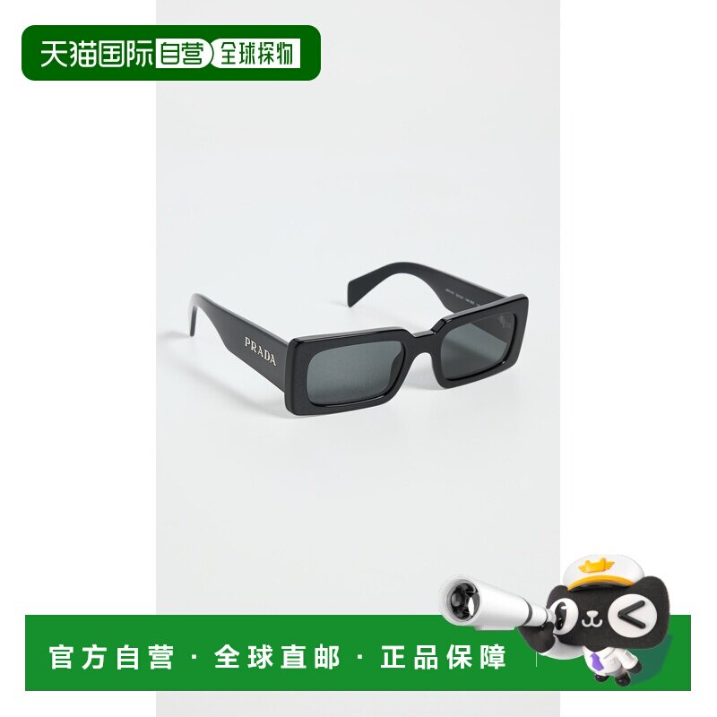 1h可退 香港直邮Prada 普拉达 女士 矩形醋纤太阳眼镜 black黑色