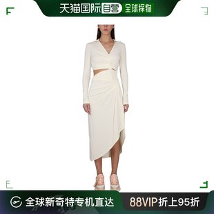 灰白色褶饰长袖 香港直邮Off 女士 OWDB455S23FAB001 White 连衣裙