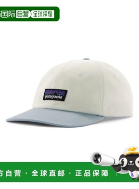 自营欧洲直邮PATAGONIA P-6 LOGO白色/浅蓝色棉质六片式棒球帽男