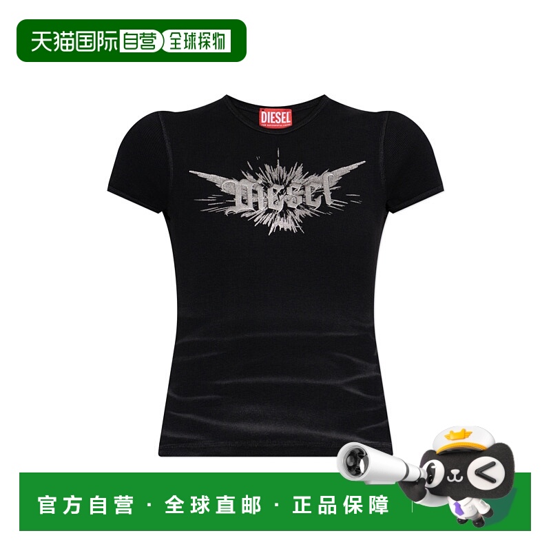 1h可退 欧洲直邮diesel 女士 上装T恤新款短袖修身时尚印花字母