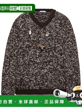 香港直邮Prada 羊毛圆领毛衣 P24U2F18HHSOOO针织普拉达长袖