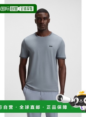 自营欧洲直邮Hugo Boss 男士灰色棉圆领短袖T恤上衣