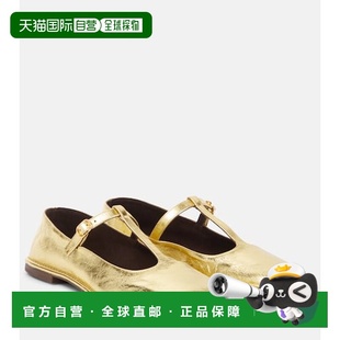 1h可退 香港直邮The Row 女士 方形T型带皮质玛丽珍平底鞋