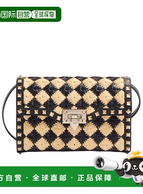 香港直邮Valentino ROCKSTUD 刺绣合成拉菲草小号单肩包 WB0R43FF