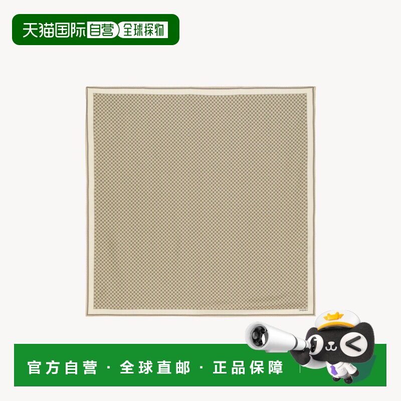自营欧洲直邮YSL圣罗兰 男士沙色/米色丝质奖章图案斜纹方巾