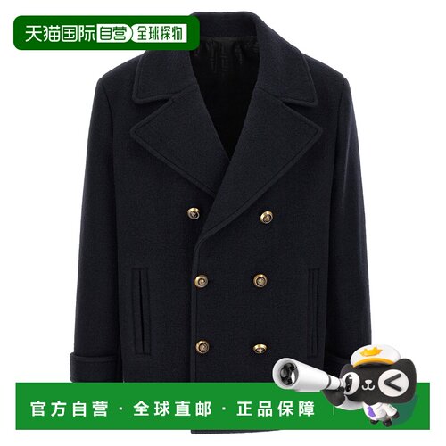 香港直邮BALMAIN 男士大衣 HH1UA156WC706UC AW2026 蓝色 羊毛呢