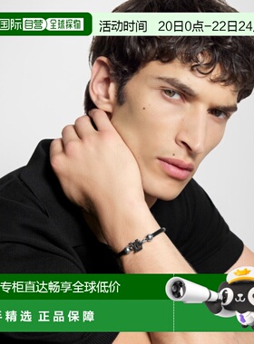 自营1h可退 欧洲直邮LV路易威登 Flower Hook系列男士黑色牛皮log