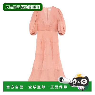 香港直邮Zimmermann 褶皱中长连衣裙 3905DS25