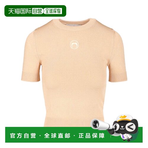 1h可退 香港直邮Marine Serre 刺绣标志短袖针织T恤 WTK053ACKNI0