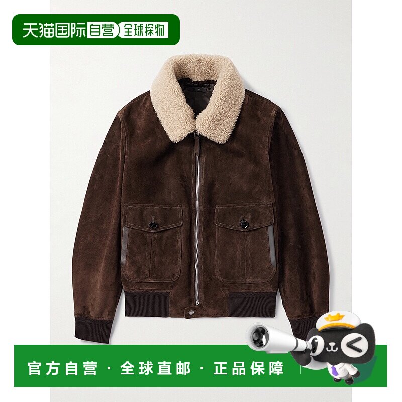 香港直邮Tom Ford 汤姆 福特 男士 皮毛饰边绒面革夹克 LBB009LMS