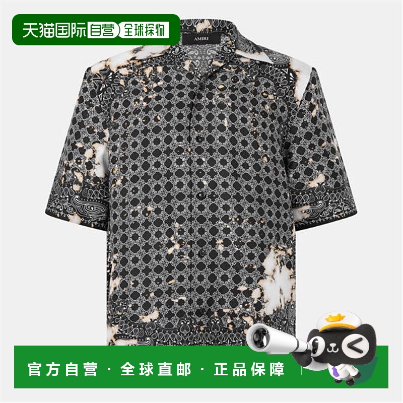 1h可退 香港直邮AMIRI 男士 保龄球短袖衬衫 black黑色 舒适时尚