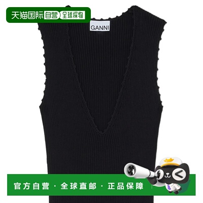 香港直邮GANNI 甘尼 女士 黑色连衣裙 A1030474099吊带
