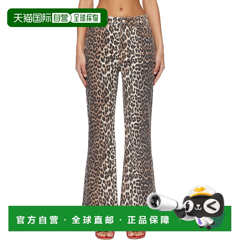 香港直邮GANNI 甘尼 女士 棕色 Leopard Betzy 牛仔裤 J1059