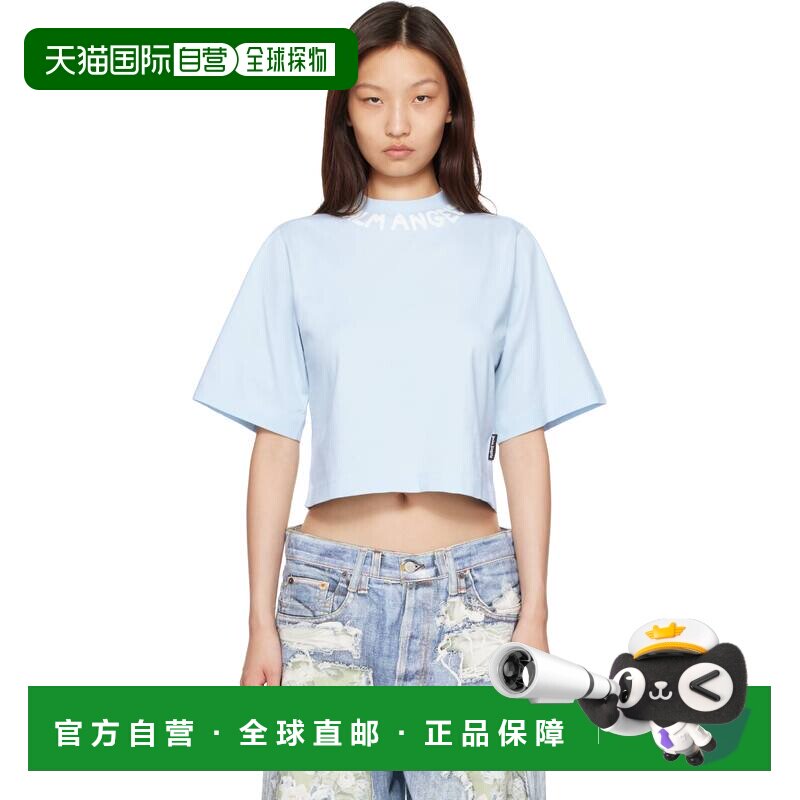 1h可退 香港直邮Palm Angels 棕榈天使 女士 蓝色 Neck Logo Boxy