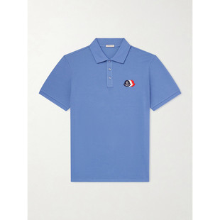 美国直邮Moncler 盟可睐 男士 Logo-Appliqued 棉质凸纹布Polo衫