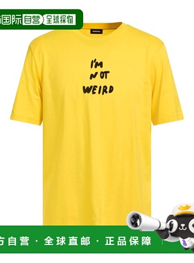 1h可退 香港直邮Diesel 迪赛 男士 T恤 yellow黄色 舒适时尚