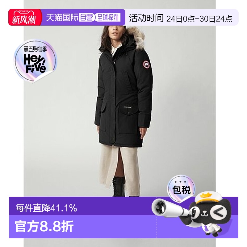 香港直邮 Canada Goose 加拿大鹅女士黑色Trillium派克羽绒服保暖