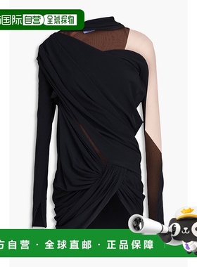 香港直邮Mugler 穆勒 女士 薄纱拼块弹力绉迷你连衣裙 23S1RO1473