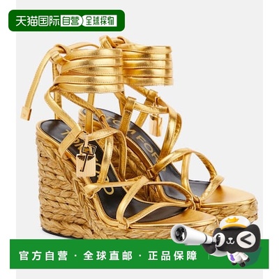1h可退 香港直邮Tom Ford 汤姆 福特 女士 Padlock 皮质坡跟凉鞋