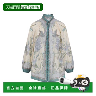 香港直邮ZIMMERMANN 女士 INDRA 奶油色围巾领花朵翻腾衫 4538TSS