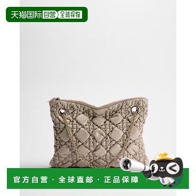 自营1h可退 欧洲直邮Dior迪奥 Crunchy Medium女士沙色小牛皮手提