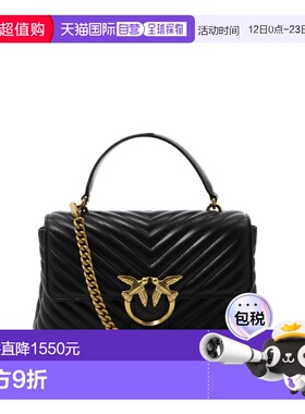 1h可退 香港直邮Pinko 品高 女士 黑色皮革手袋 100043A0GKZ99QBL