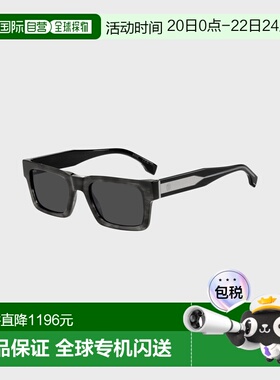 自营欧洲直邮Hugo Boss 男士深灰色醋酸纤维双B字母交织标识太阳