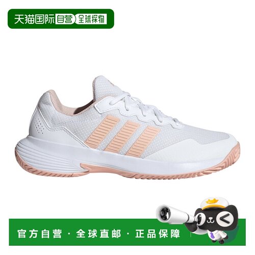 自营欧洲直邮Adidas阿迪达斯 GameCourt 2女士白色/杏色网球鞋