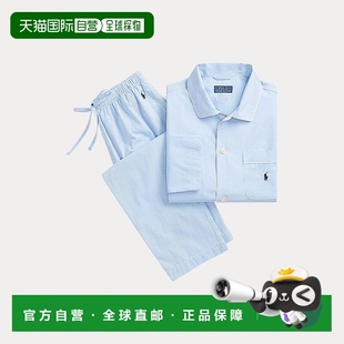 自营欧洲直邮RALPH LAUREN拉夫劳伦 Polo长款方格府绸睡衣